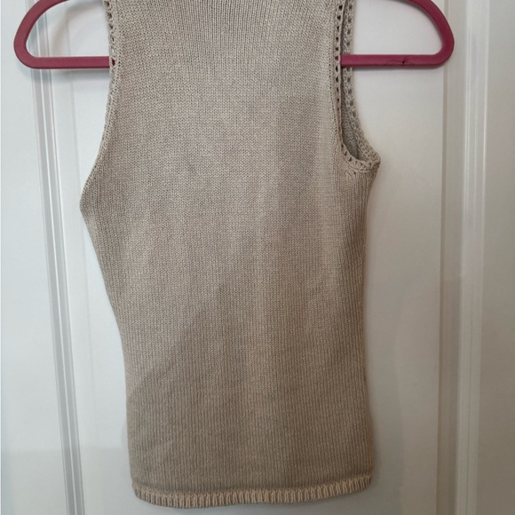 Ann Taylor Beige Knit Sleeveless Silk Sweater Top - Picture 4 of 6